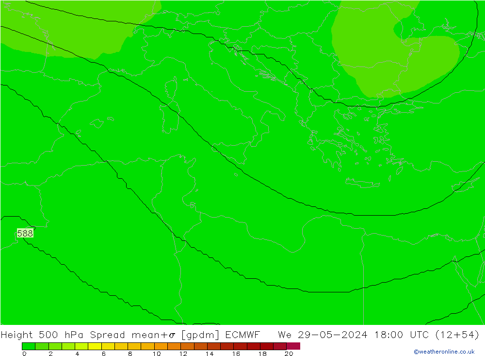 500 hPa Yüksekliği Spread ECMWF Çar 29.05.2024 18 UTC