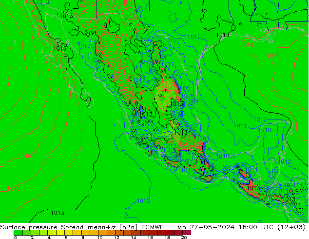 Bodendruck Spread ECMWF Mo 27.05.2024 18 UTC