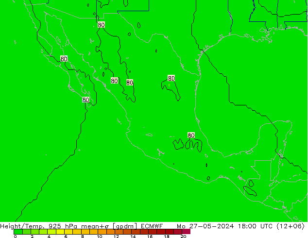 Geop./Temp. 925 hPa ECMWF lun 27.05.2024 18 UTC