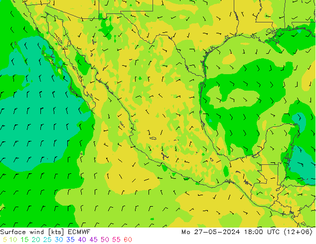 Surface wind ECMWF Po 27.05.2024 18 UTC