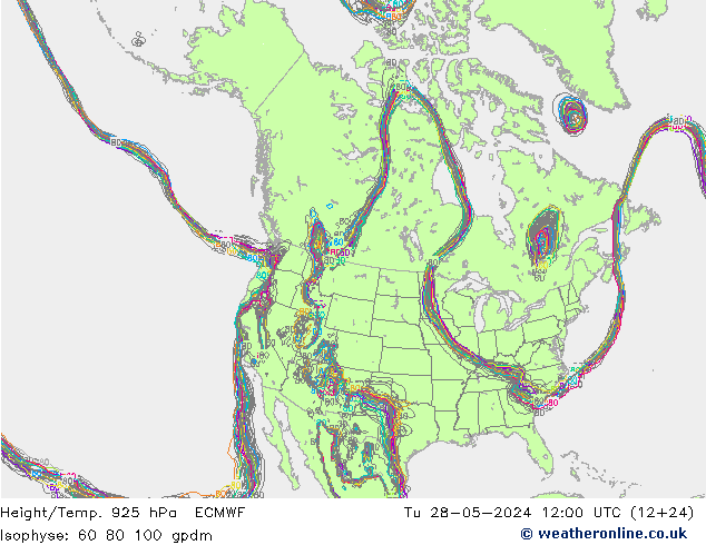 Height/Temp. 925 hPa ECMWF  28.05.2024 12 UTC