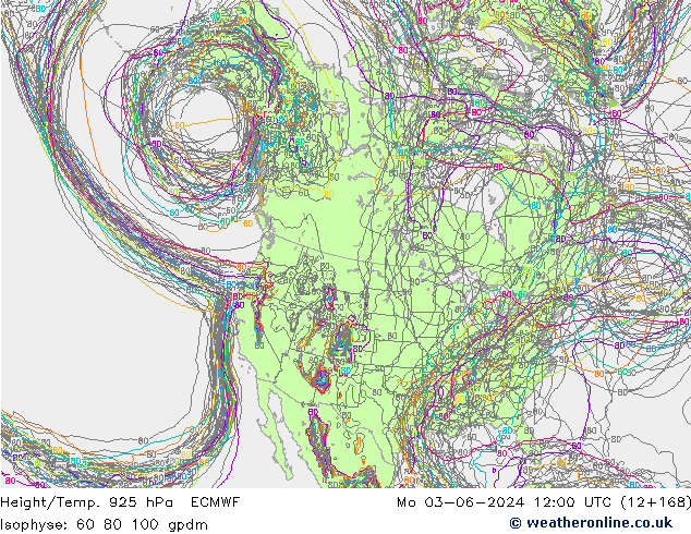 Yükseklik/Sıc. 925 hPa ECMWF Pzt 03.06.2024 12 UTC