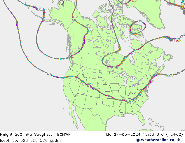 Height 500 hPa Spaghetti ECMWF Seg 27.05.2024 12 UTC