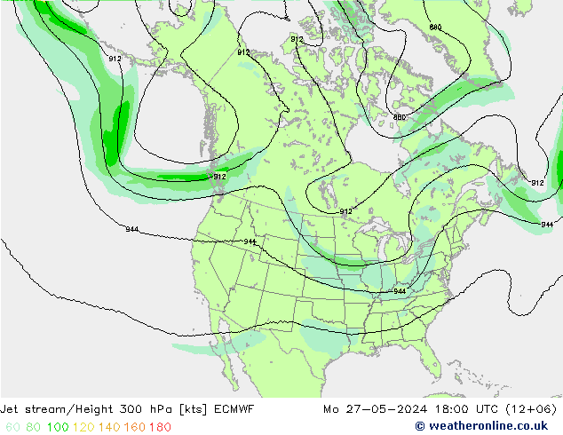 Jet stream/Height 300 hPa ECMWF Po 27.05.2024 18 UTC