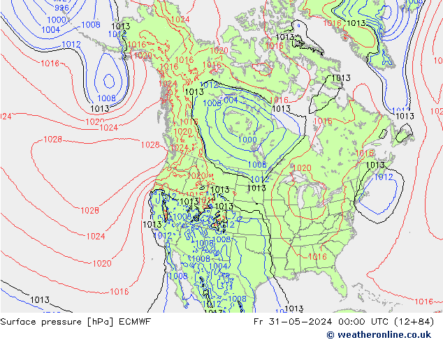 pressão do solo ECMWF Sex 31.05.2024 00 UTC