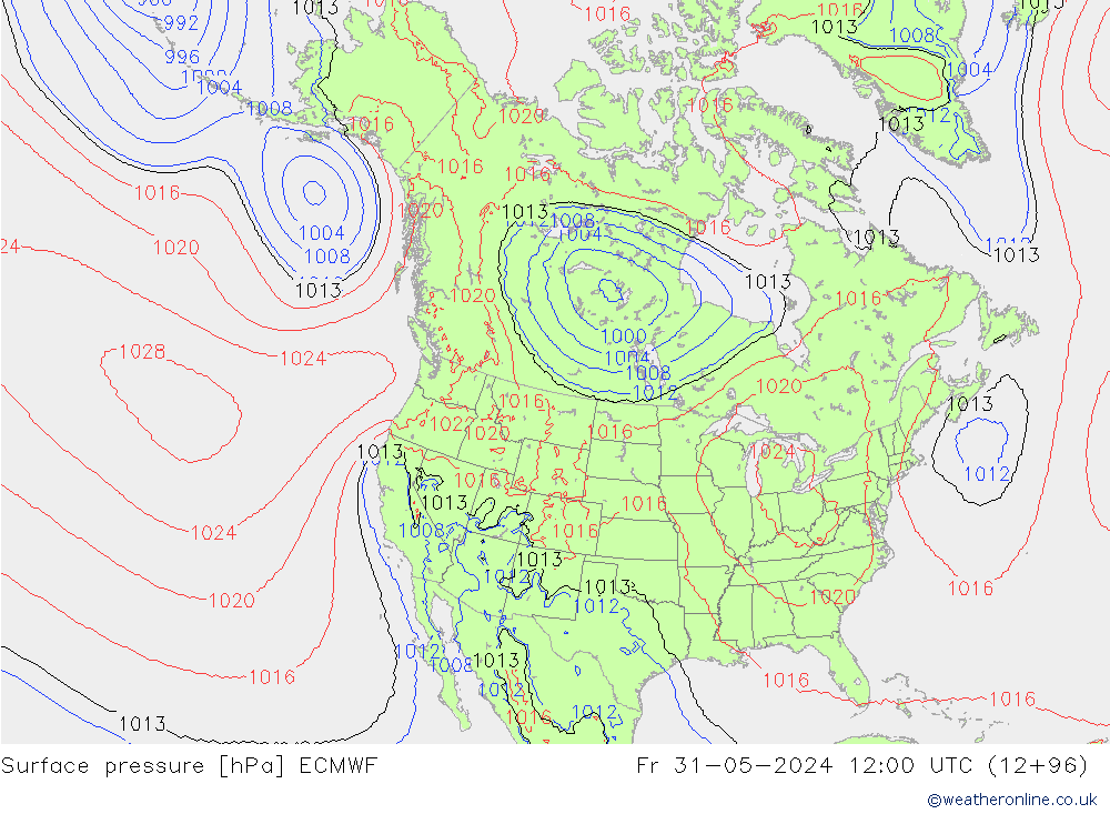 Bodendruck ECMWF Fr 31.05.2024 12 UTC