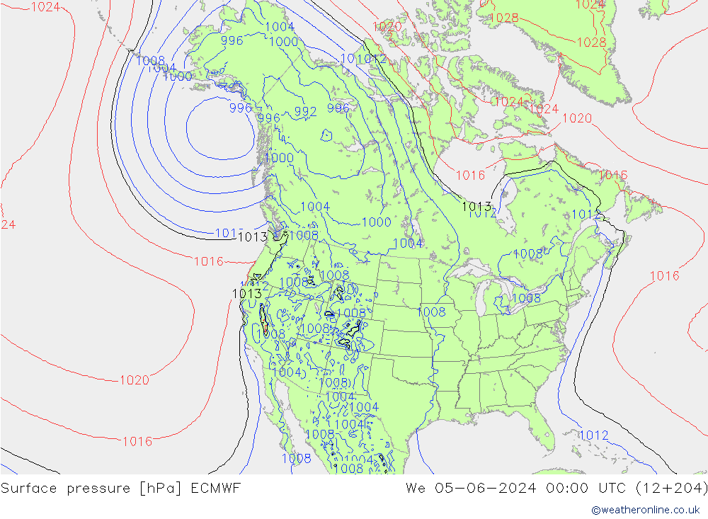 Surface pressure ECMWF We 05.06.2024 00 UTC