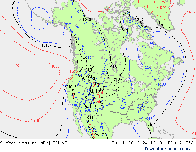 pressão do solo ECMWF Ter 11.06.2024 12 UTC