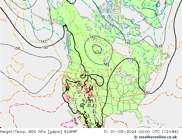 Height/Temp. 850 hPa ECMWF Fr 31.05.2024 00 UTC