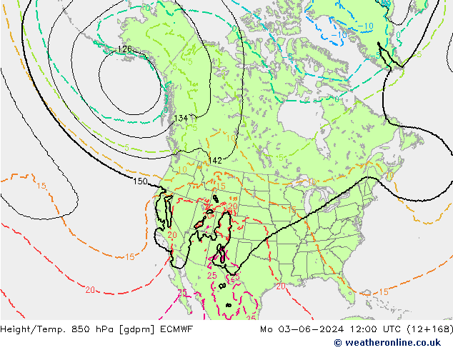 Height/Temp. 850 hPa ECMWF  03.06.2024 12 UTC