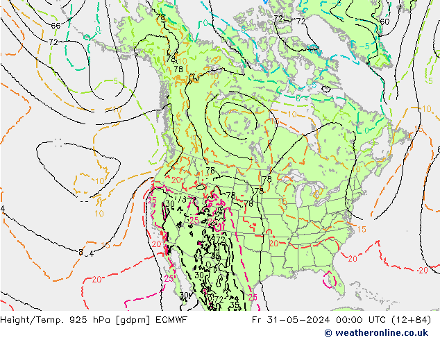 Height/Temp. 925 hPa ECMWF Fr 31.05.2024 00 UTC