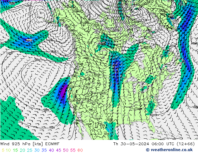 Rüzgar 925 hPa ECMWF Per 30.05.2024 06 UTC