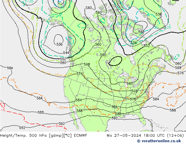 Géop./Temp. 500 hPa ECMWF lun 27.05.2024 18 UTC