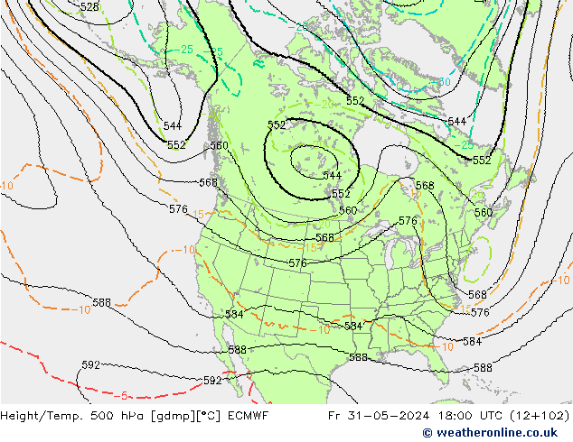 Height/Temp. 500 hPa ECMWF  31.05.2024 18 UTC