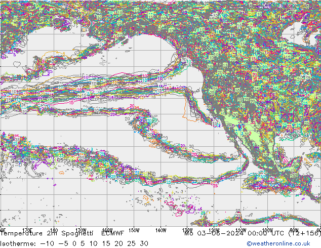 Temperatura 2m Spaghetti ECMWF Seg 03.06.2024 00 UTC