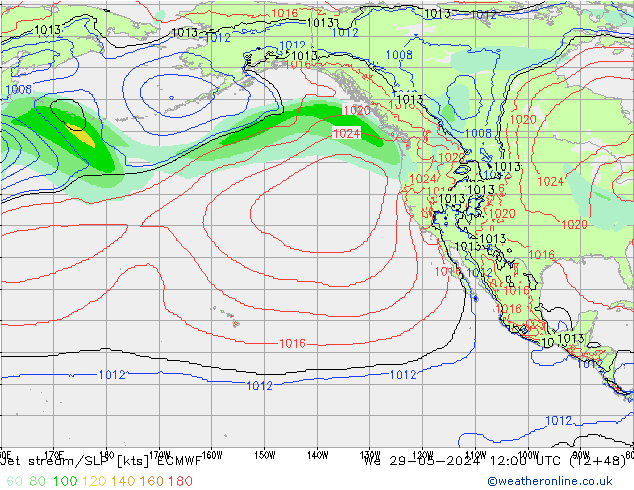 Jet stream/SLP ECMWF We 29.05.2024 12 UTC