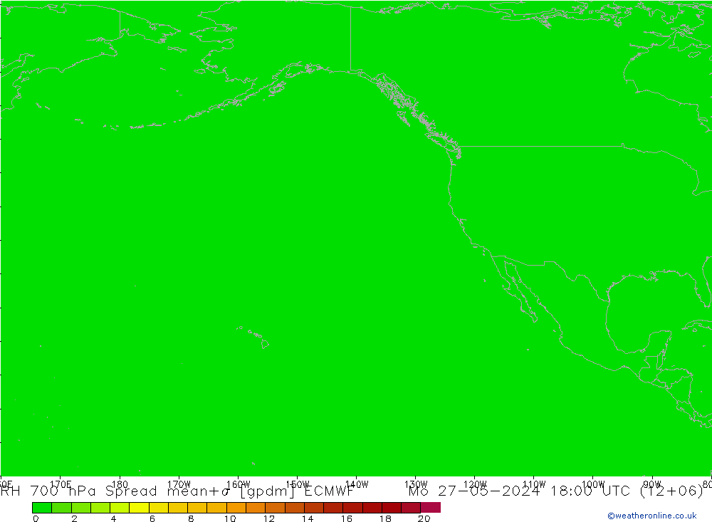 RH 700 hPa Spread ECMWF Mo 27.05.2024 18 UTC