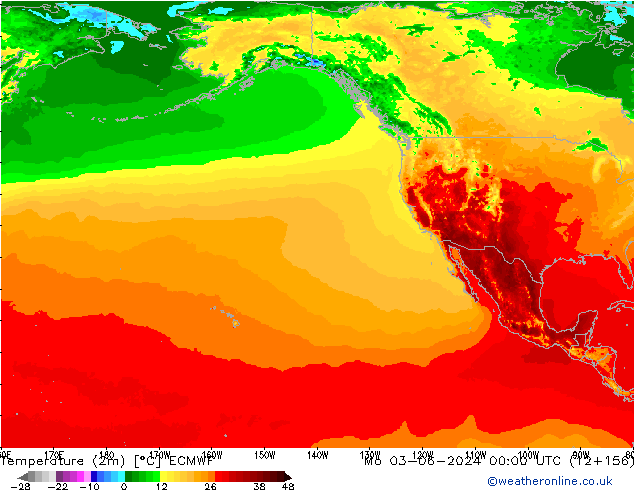 Temperature (2m) ECMWF Mo 03.06.2024 00 UTC