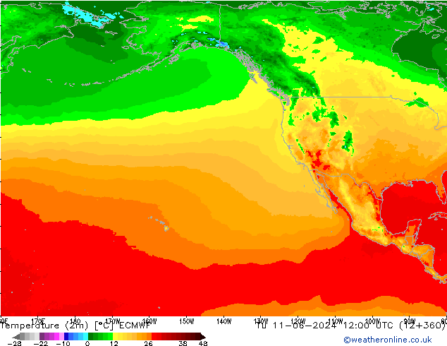 Temperatura (2m) ECMWF mar 11.06.2024 12 UTC