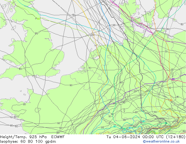 Yükseklik/Sıc. 925 hPa ECMWF Sa 04.06.2024 00 UTC