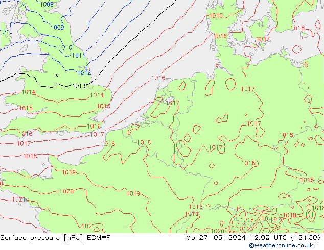 Surface pressure ECMWF Mo 27.05.2024 12 UTC