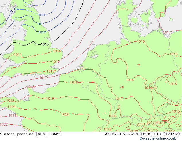 Bodendruck ECMWF Mo 27.05.2024 18 UTC