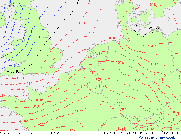 Surface pressure ECMWF Tu 28.05.2024 06 UTC