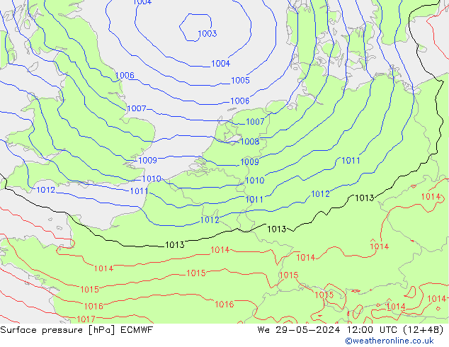 Bodendruck ECMWF Mi 29.05.2024 12 UTC