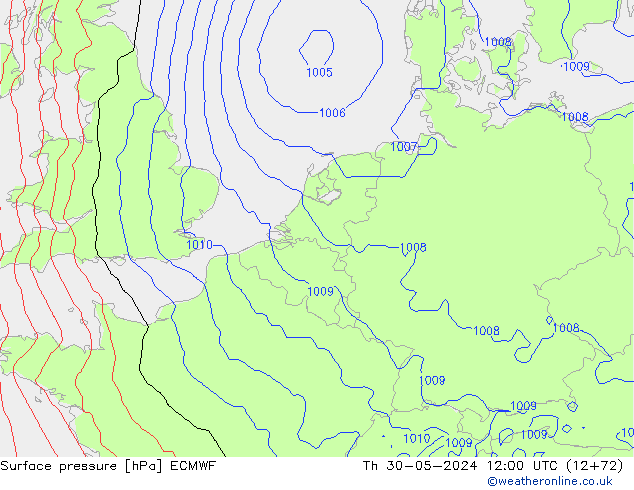 Surface pressure ECMWF Th 30.05.2024 12 UTC