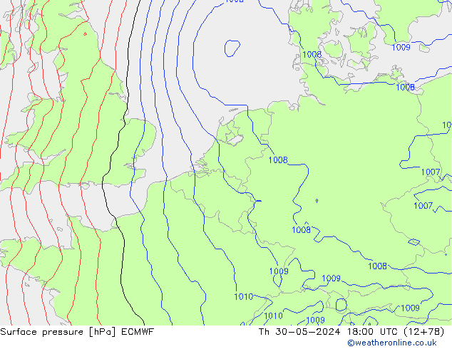 Bodendruck ECMWF Do 30.05.2024 18 UTC