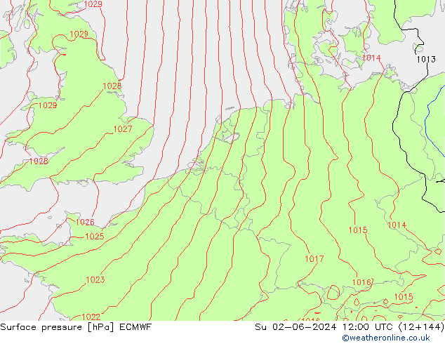 Surface pressure ECMWF Su 02.06.2024 12 UTC