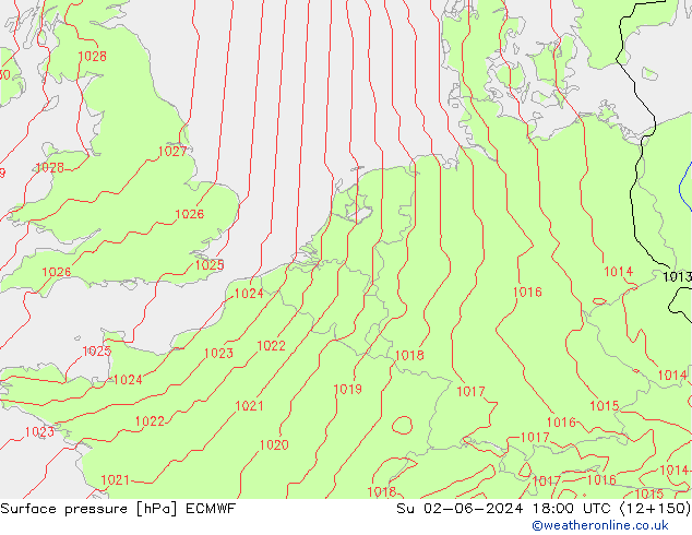 pression de l'air ECMWF dim 02.06.2024 18 UTC