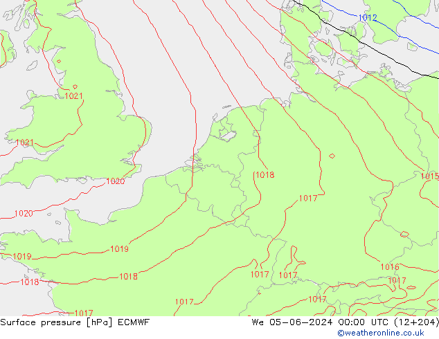 Surface pressure ECMWF We 05.06.2024 00 UTC