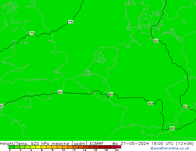 Yükseklik/Sıc. 925 hPa ECMWF Pzt 27.05.2024 18 UTC