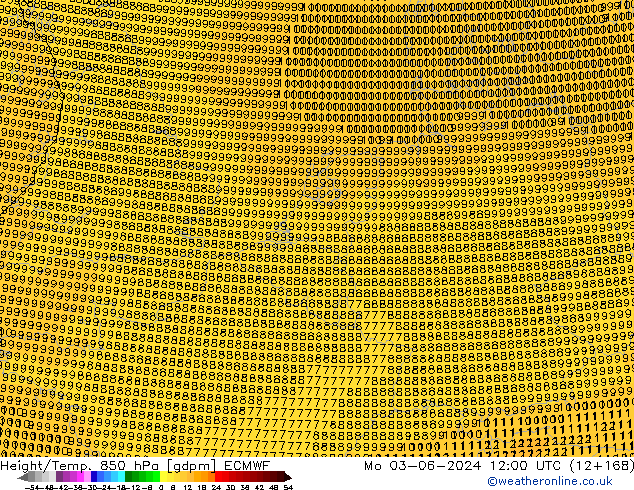 Height/Temp. 850 hPa ECMWF Mo 03.06.2024 12 UTC