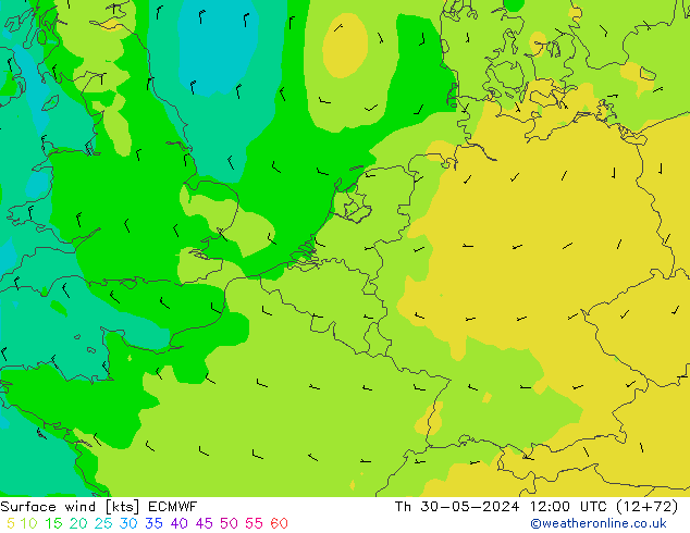 Bodenwind ECMWF Do 30.05.2024 12 UTC