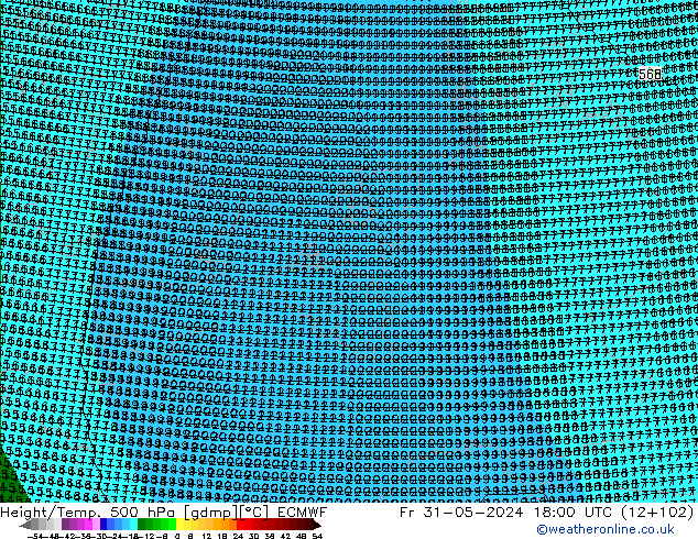 Height/Temp. 500 hPa ECMWF Fr 31.05.2024 18 UTC