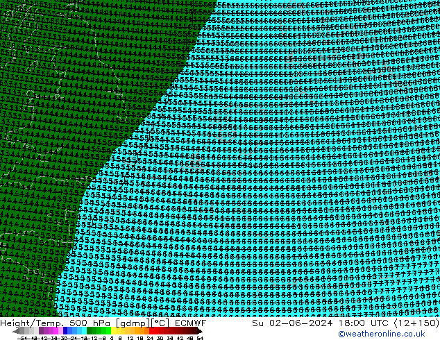 Géop./Temp. 500 hPa ECMWF dim 02.06.2024 18 UTC