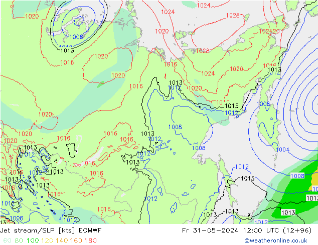 Corriente en chorro ECMWF vie 31.05.2024 12 UTC