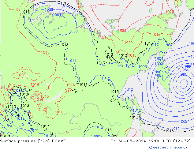 Surface pressure ECMWF Th 30.05.2024 12 UTC