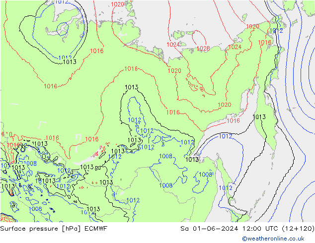 pressão do solo ECMWF Sáb 01.06.2024 12 UTC