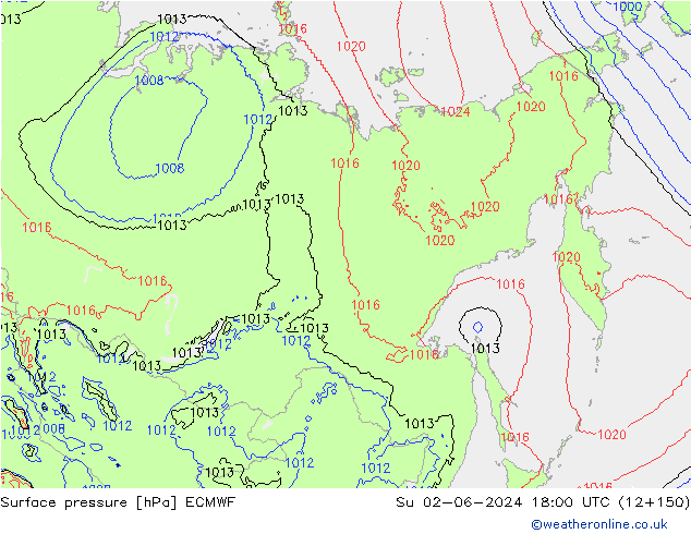 Surface pressure ECMWF Su 02.06.2024 18 UTC