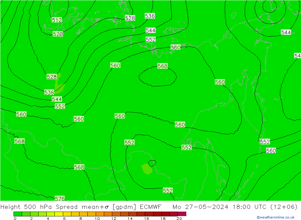 Hoogte 500 hPa Spread ECMWF ma 27.05.2024 18 UTC