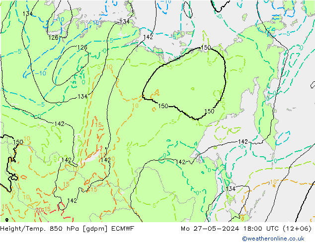 Height/Temp. 850 hPa ECMWF Mo 27.05.2024 18 UTC