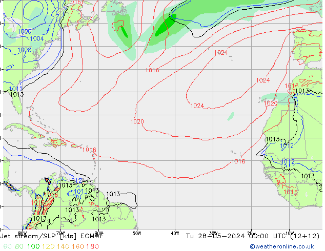 Corriente en chorro ECMWF mar 28.05.2024 00 UTC
