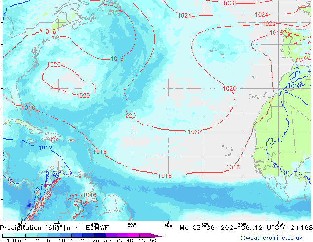 Précipitation (6h) ECMWF lun 03.06.2024 12 UTC