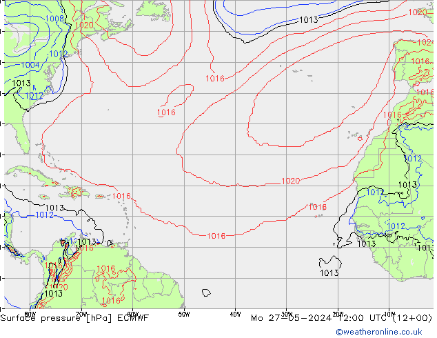 Luchtdruk (Grond) ECMWF ma 27.05.2024 12 UTC