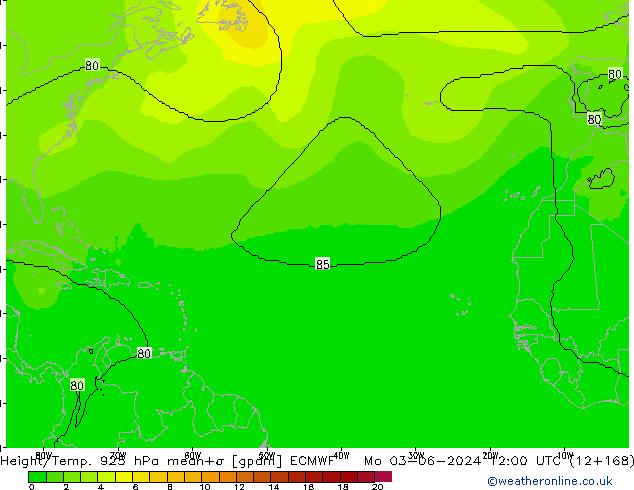 Height/Temp. 925 hPa ECMWF Mo 03.06.2024 12 UTC