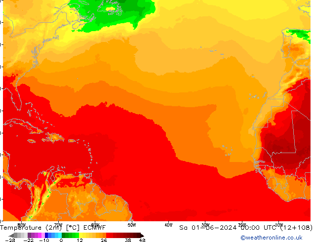 Temperatura (2m) ECMWF sáb 01.06.2024 00 UTC