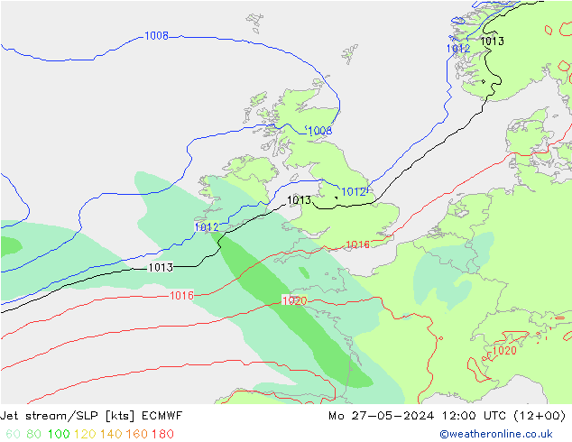 Jet stream ECMWF Seg 27.05.2024 12 UTC